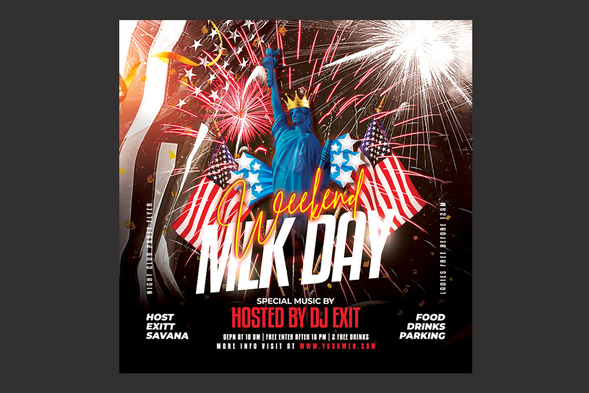 Mlk Day Weekend Flyer, a Flyer Template by DSGraphicDesign