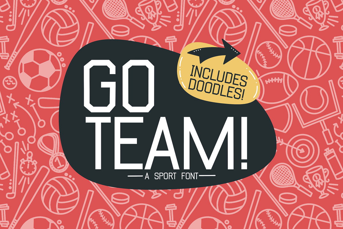 Go Team with Doodles, a Sans Serif Font by Kitaleigh (Photo 1 of 3)