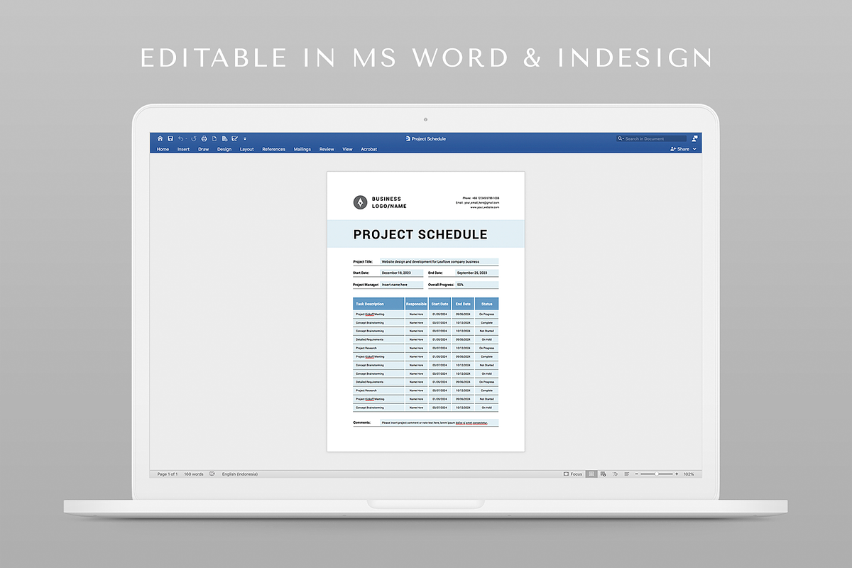 Project Schedule | MS Word & Indd, a Stationery Template by Leaflove (Photo 5 of 5)