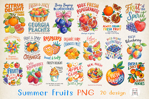 Summer Fruits, Hand-drawn PNG Bundle