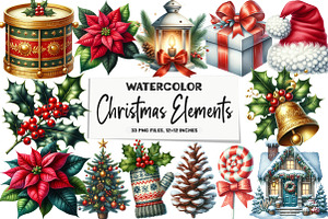 Christmas Elements Clipart, an Illustration by DreamArtGraphic
