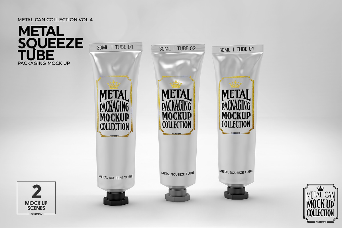 Metal Squeeze Tubes Packaging Mockup, a Packaging Mockup by INCDesign (Photo 8 of 10)