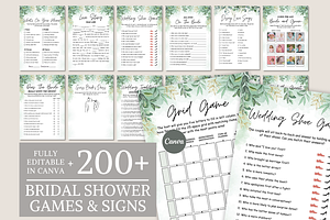 Greenery Bridal Shower Games, an Invitation Template by Coralcreations