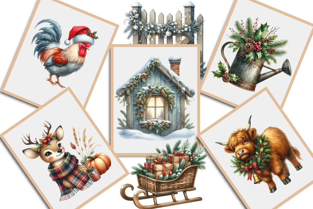 Vintage Christmas Farmhouse Sublimat, an Illustration by Creative Art (Photo 7 of 9)