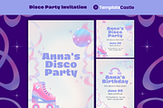 Roller Skate Party Canva Invitation, a Design Template by TemplateCastleStore (Thumbnail 1 of 4)
