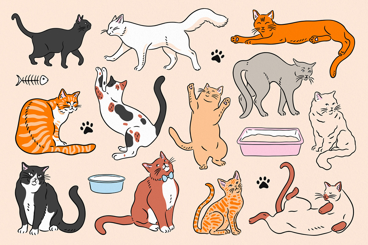 Cats! Vector Clip Art Illustrations, an Animal Illustration by rouxsupplyco (Photo 3 of 9)