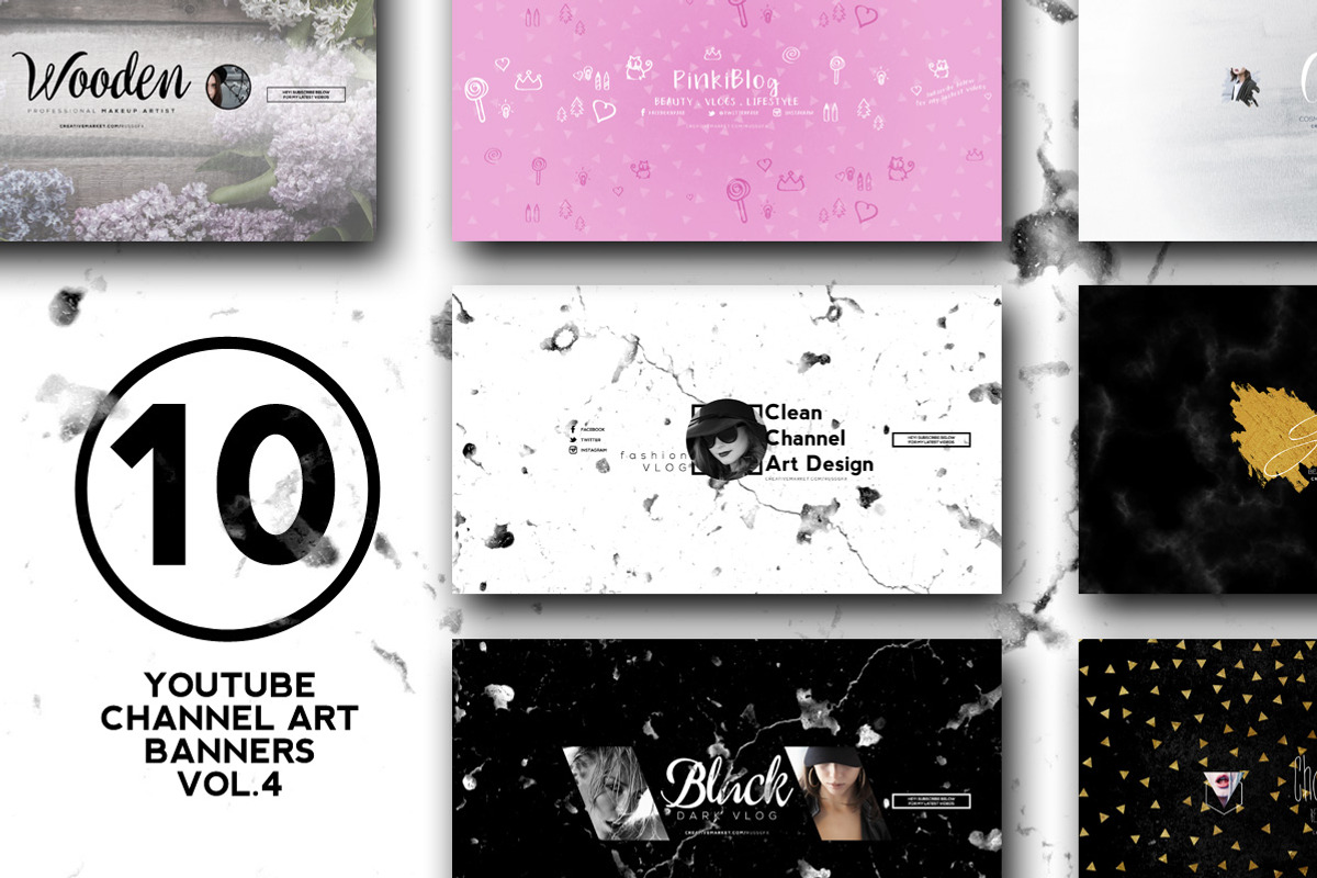 10 Youtube Channel Art Banners vol.4, a Social Media Template by RussGFX (Photo 1 of 17)