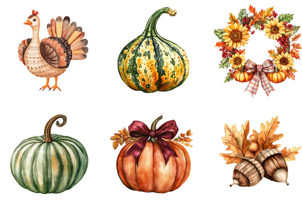 Cozy Thanksgiving Clipart Set, a Seasonal Illustration by Designking (Photo 4 of 4)