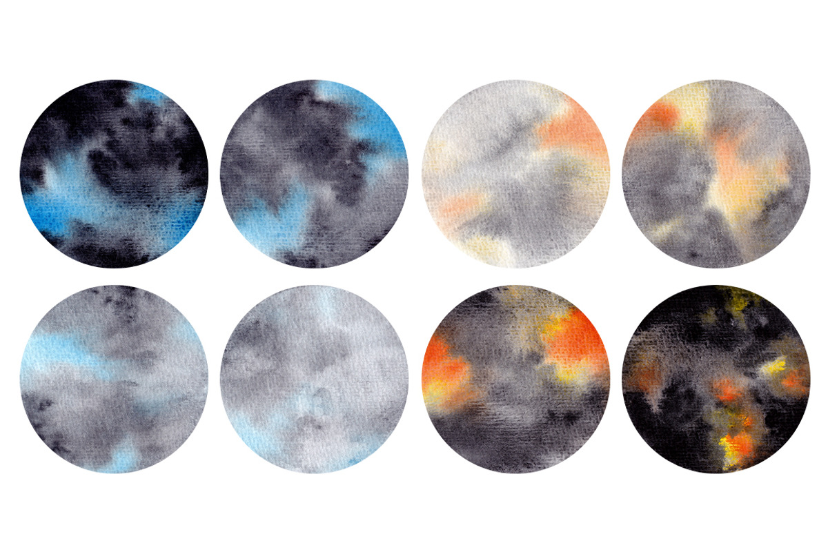 Watercolor Circles. Black Collection, a Texture Graphic by Olga Olmix (Photo 3 of 5)