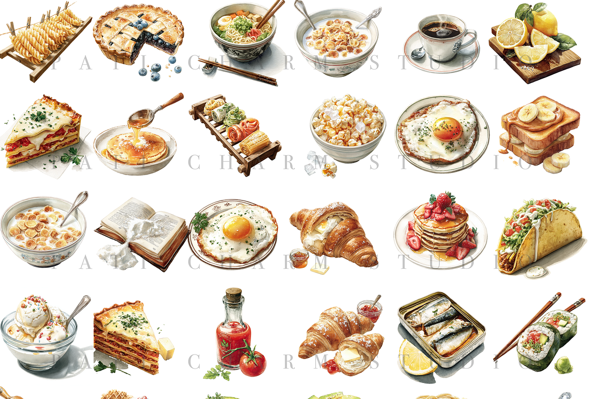 200+ Watercolor Kitchen Clipart Set, a Decorative Illustration by Pati Charm Studio (Photo 4 of 13)