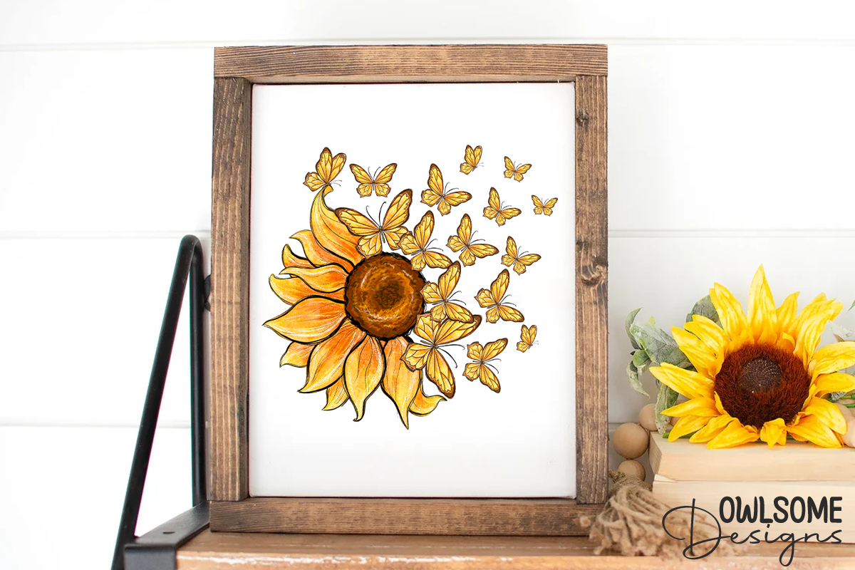Sunflower Butterfly Sublimation PNG, a Graphic by Owlsome.Designs (Photo 2 of 5)