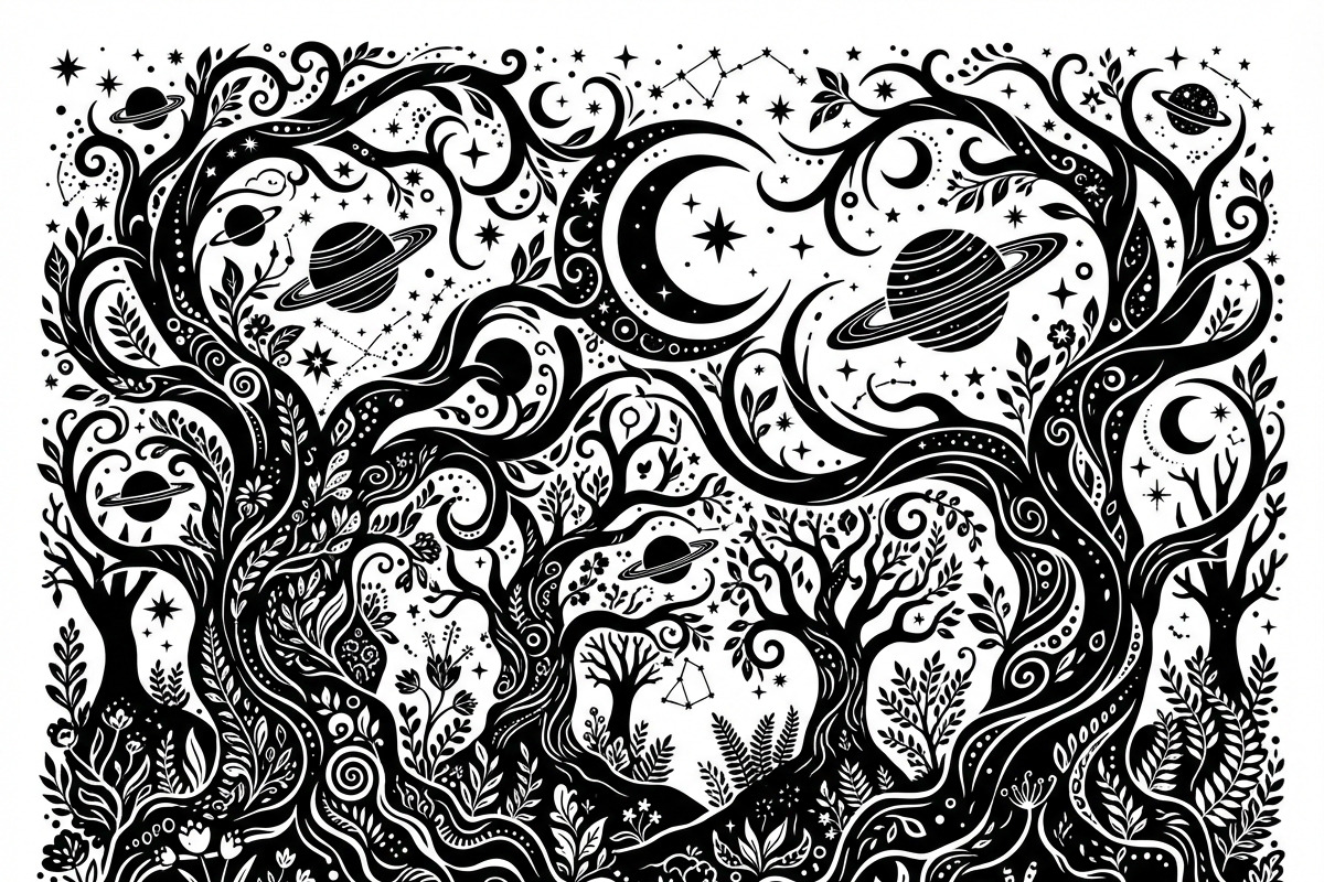 50 Mystical Galaxy Forest Silhouette, a Technology Illustration by Amazin_art (Photo 39 of 41)