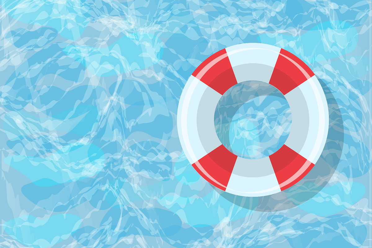 bright lifebuoy lies on the water in, a Font by Happy Art