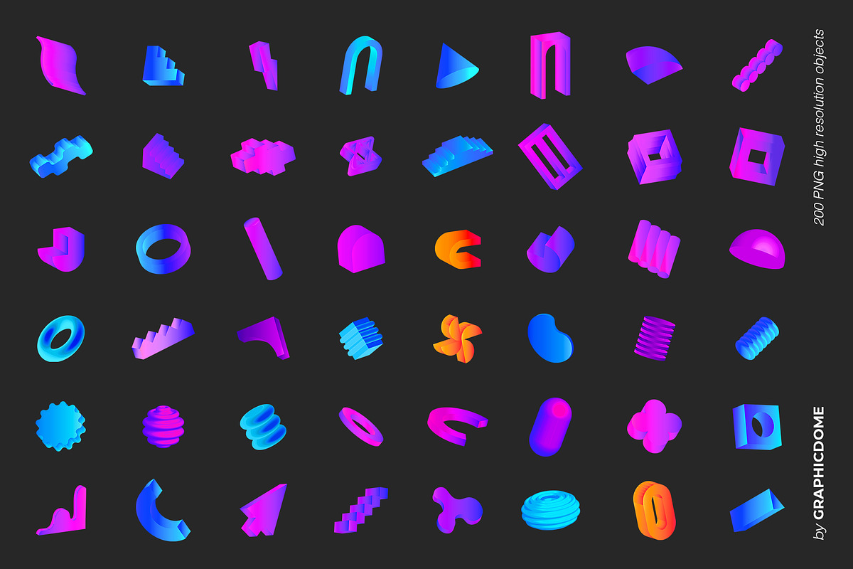 200 Geometry 3D PNG Shapes, an Object Graphic by Graphicdome (Photo 5 of 12)