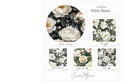 Watercolor White Roses Digital Paper, a Texture Graphic by Creative Matrix82 (Thumbnail 2 of 5)
