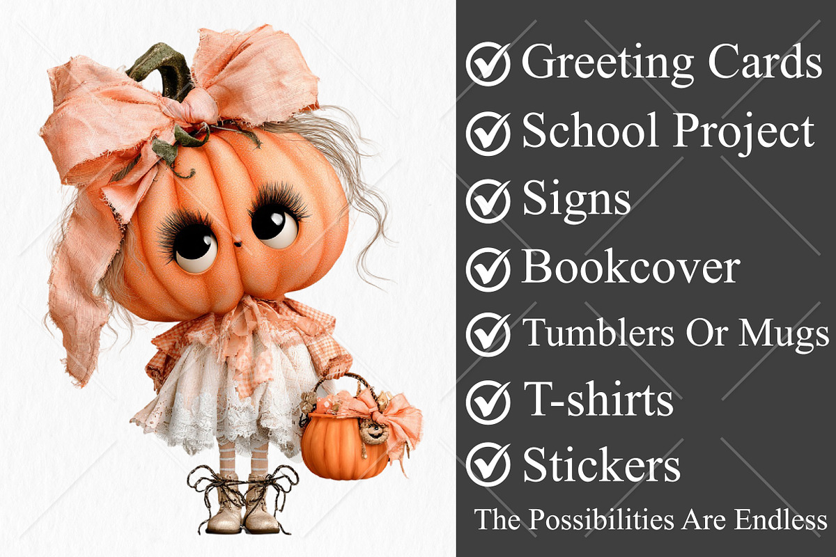 Whimsical Pumpkin With Legs Clipart, a Seasonal Illustration by Canvas Craft (Photo 3 of 10)