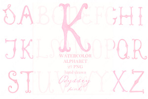 Watercolor Letters PNG Monogram Pink