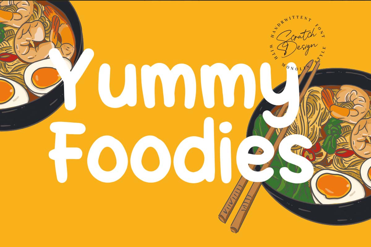 Yummy Foodies Font, a Sans Serif Font by Scratch Design (Photo 7 of 7)