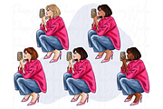 Fashion girls 49 clipart PNG, a Person Illustration by Parinaz Wadia Design (Thumbnail 8 of 10)