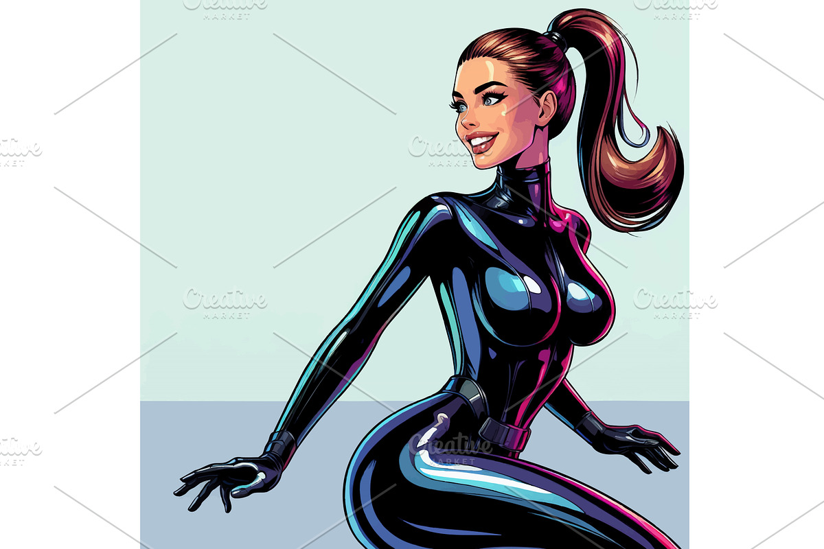 Confident Woman in Shiny Futuristic, a Person Illustration by AlexArt