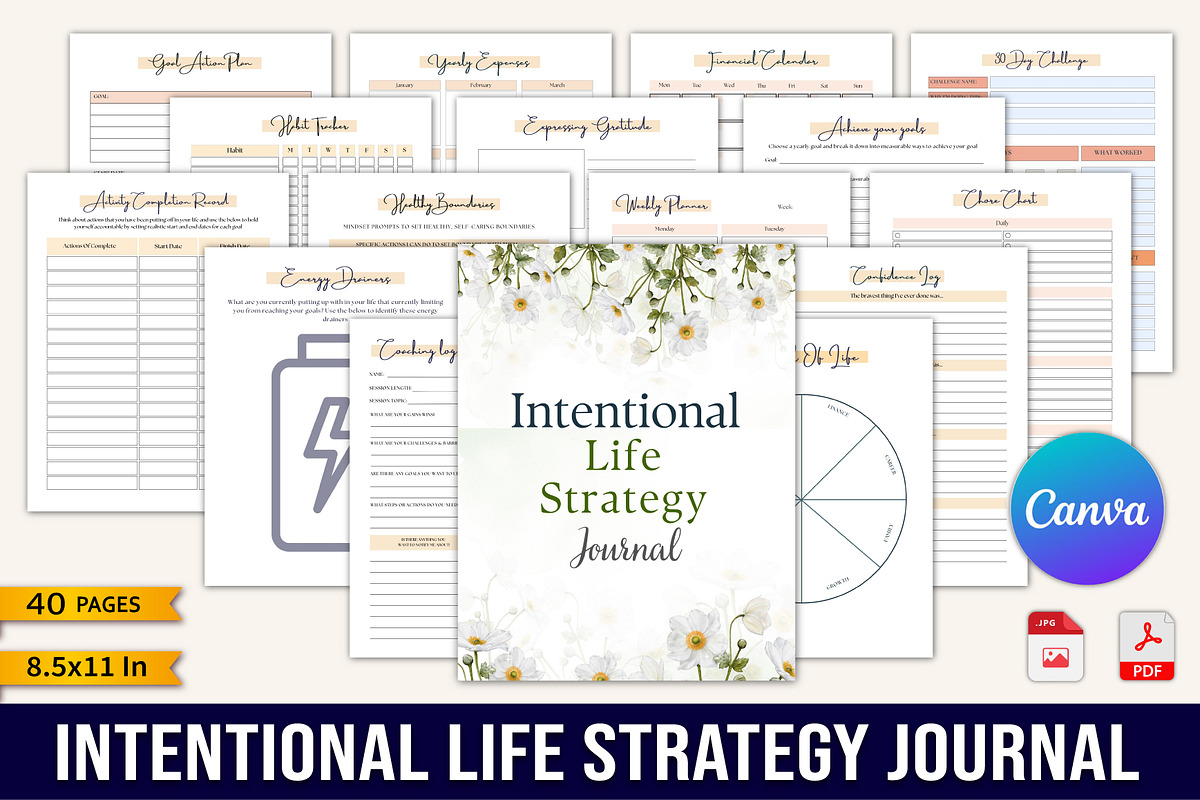 Intentional Life Strategy Journal, a Stationery Template by Designmela01 (Photo 2 of 10)