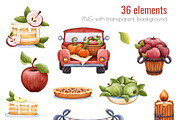 Watercolor Apple Clipart PNG Set (36, a Food Illustration by Mespilia (Thumbnail 3 of 5)