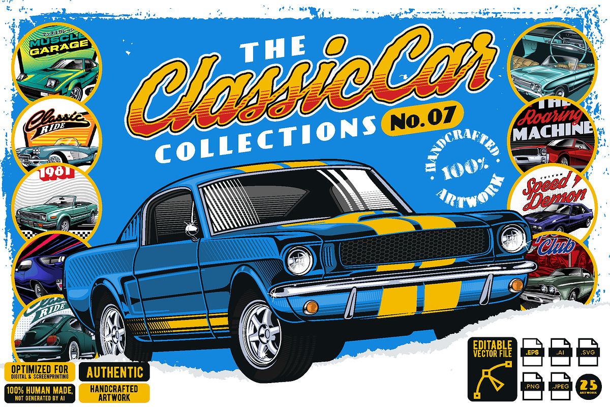 Vintage Classic Car Collection no 07, a Transportation Illustration by The BolzStudio (Photo 1 of 12)
