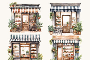 Watercolor Coffee Shop Clipart