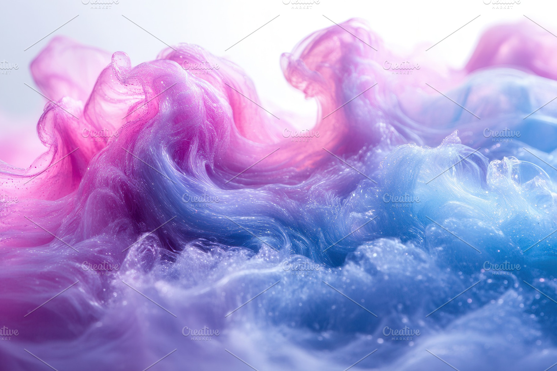 Colorful waves of pink and blue swir, a Photo by Tanuart