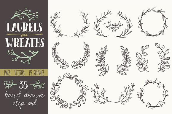 Whimsical Laurels & Wreaths Clipart! preview 4