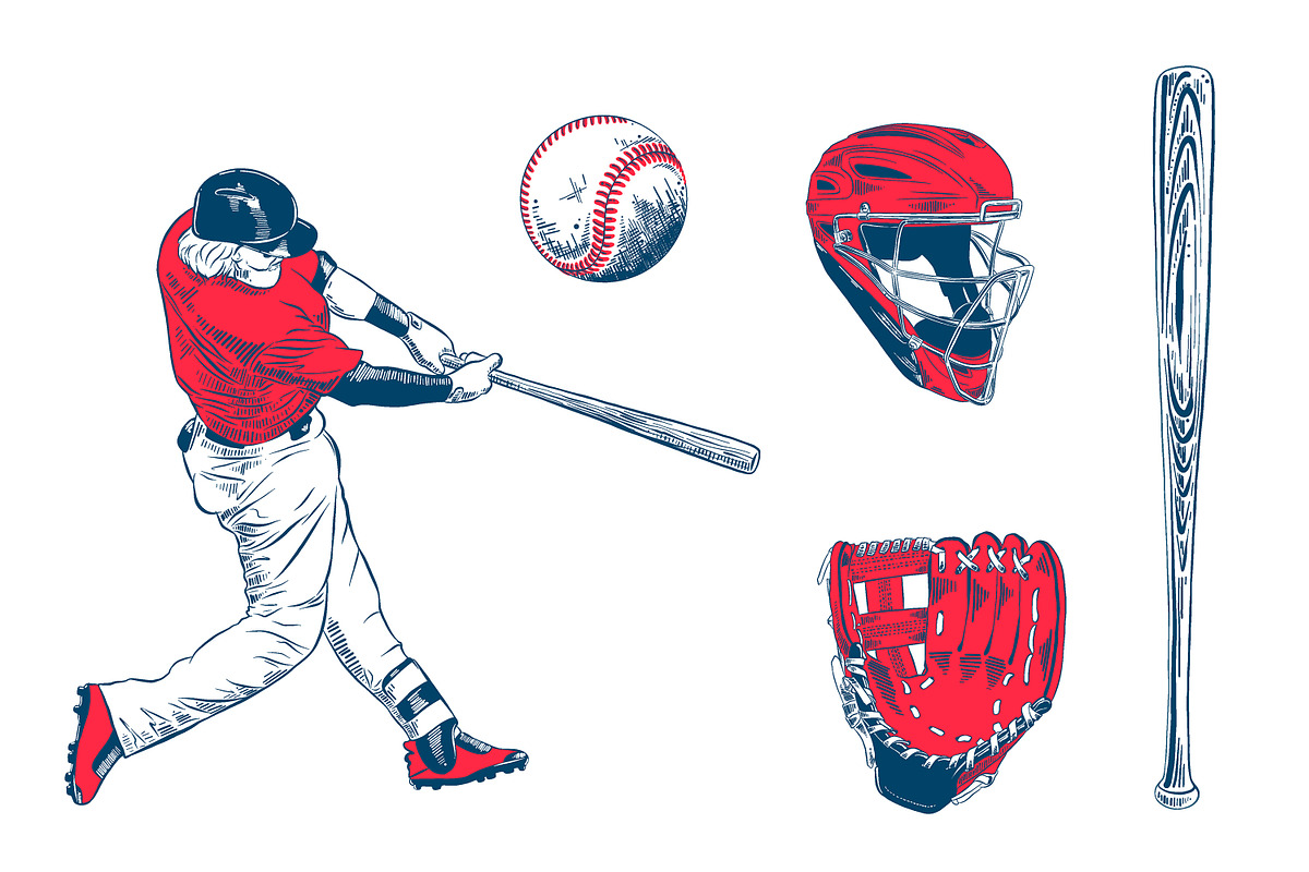 Baseball engraved odjects & emblems, an Education Illustration by Akimo Mia (Photo 4 of 8)