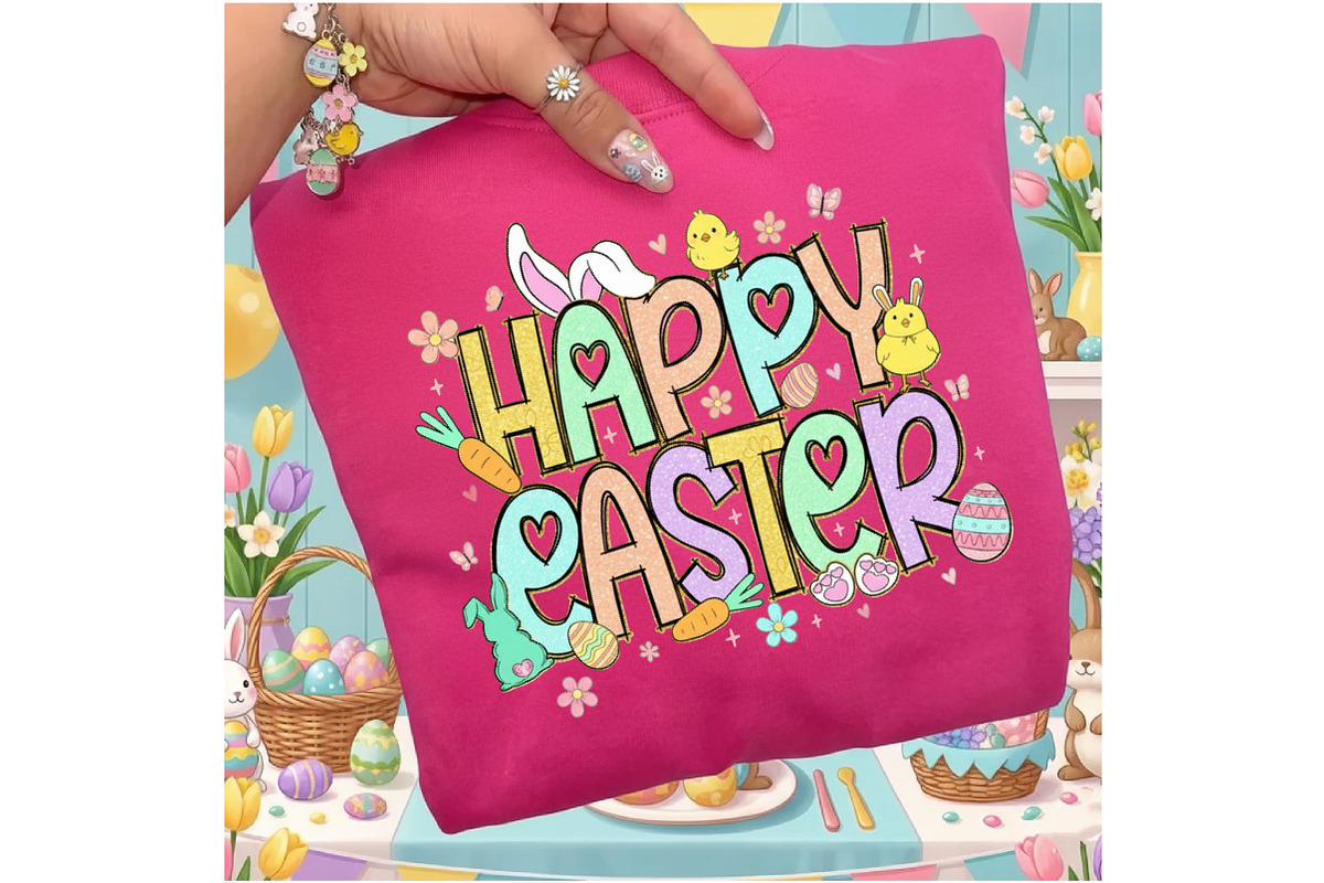 Glitter Happy Easter Png, an Illustration by Designking (Photo 2 of 6)
