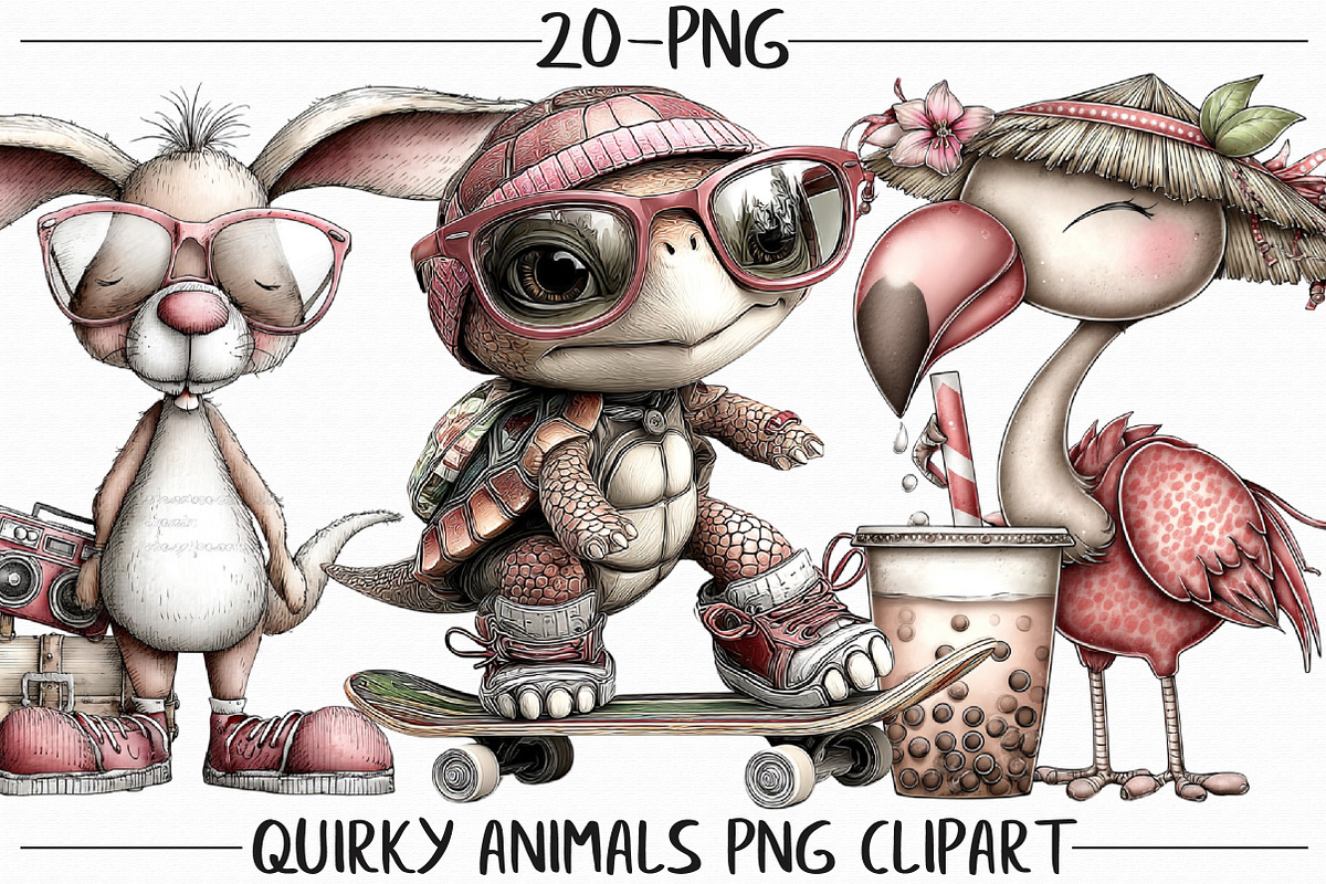 Quirky Animals PNG Clipart, an Illustration by Libby Wishes (Photo 1 of 7)