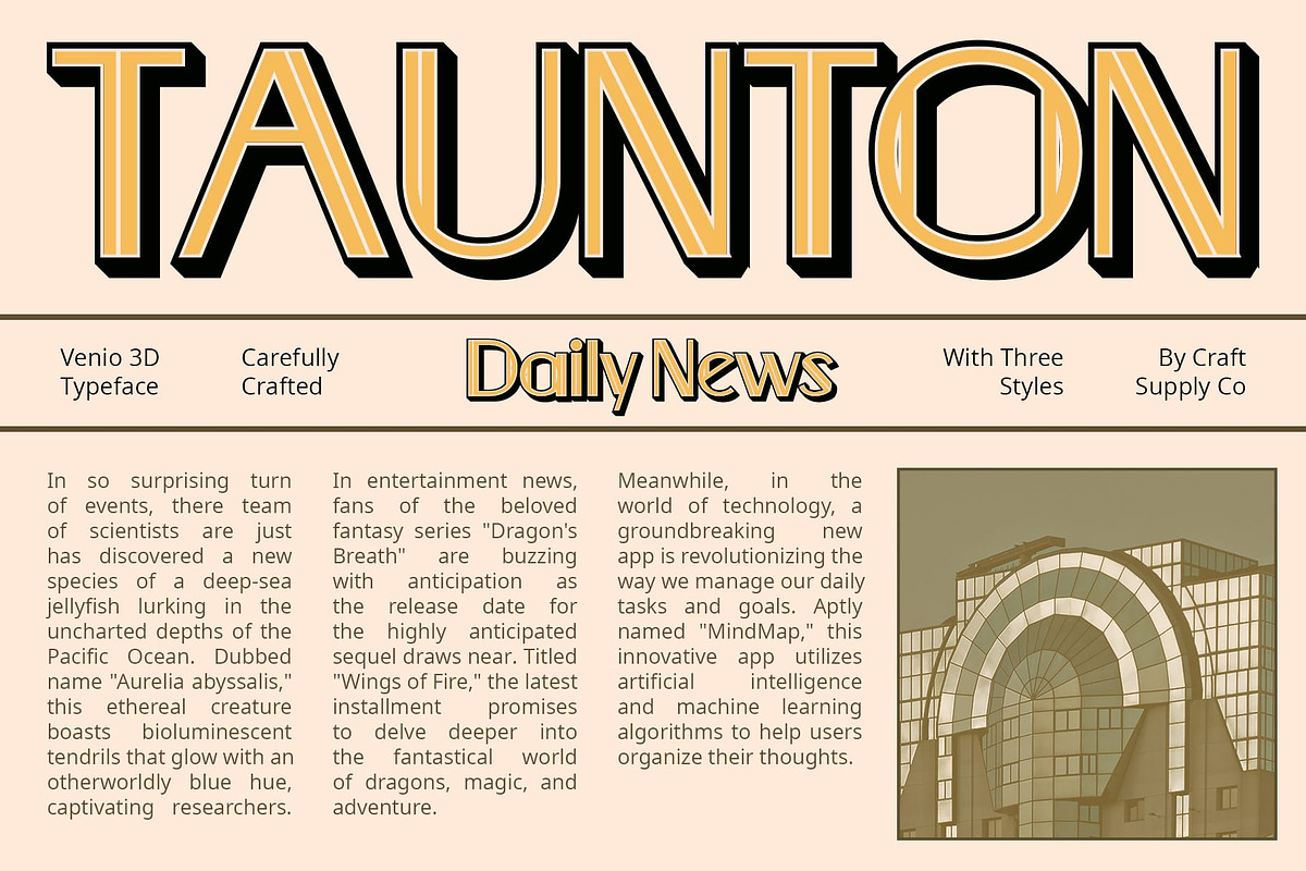 Venio 3D, a Sans Serif Font by Craft Supply Co. (Photo 3 of 8)
