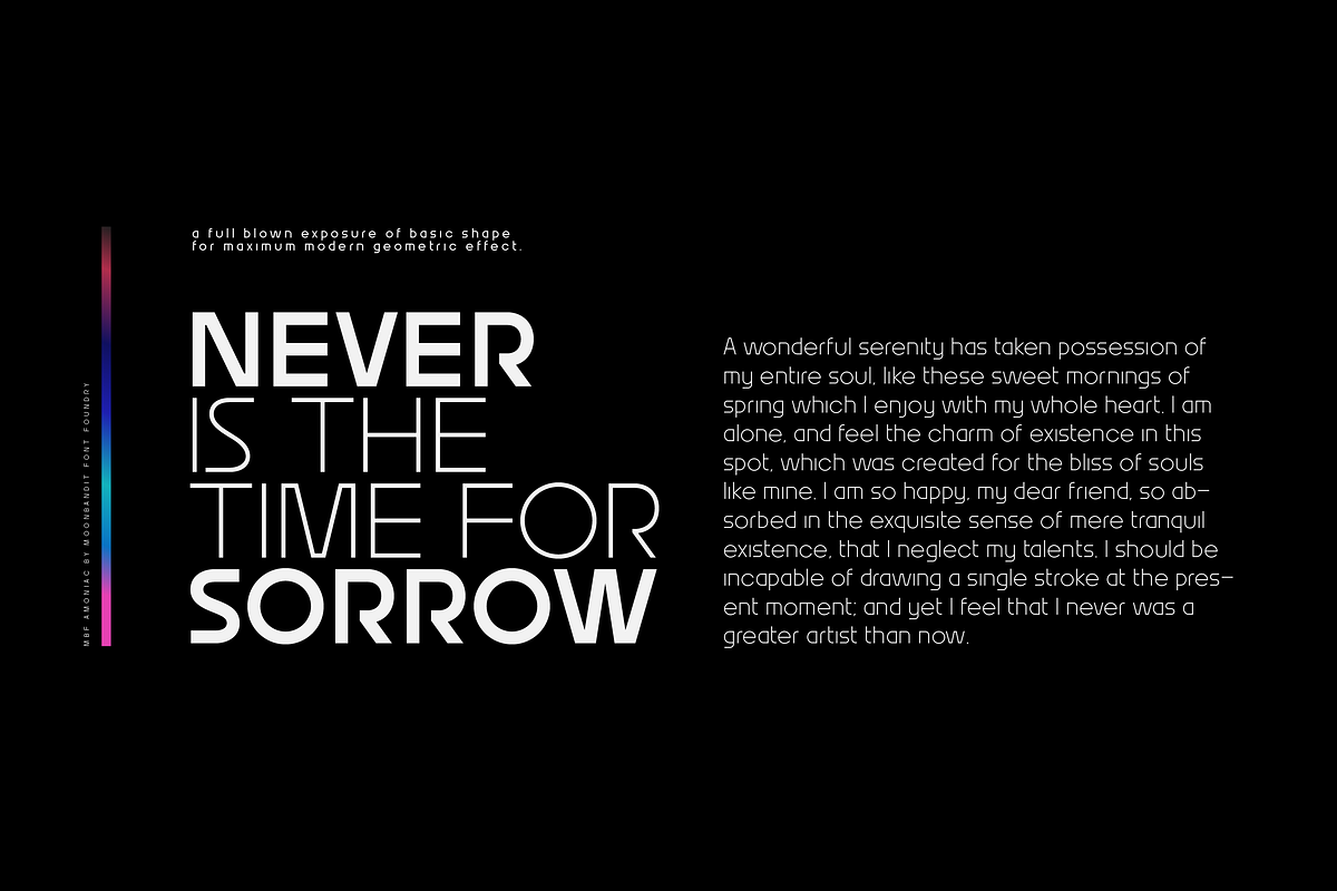 MBF Amoniac - future geometric font, a Sans Serif Font by MoonBandit (Photo 4 of 8)