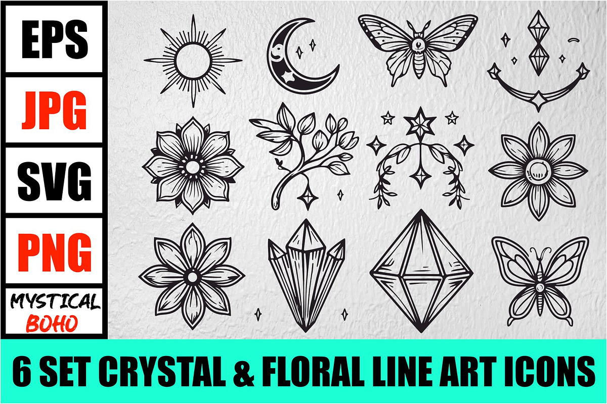 Celestial Boho Magic Line Art Bundle, an Illustration by abu67222 (Photo 1 of 7)