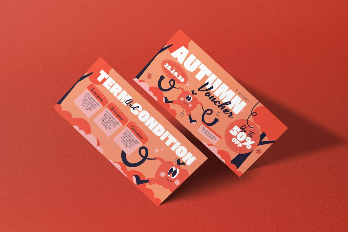 Cream Quirky Autumn Sale Voucher, a Card Template by graphicook (Photo 3 of 3)