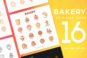 Bakery | 16 Thin Line Icons, an Outline Icon by Alex Blogoodf (Thumbnail 1 of 7)
