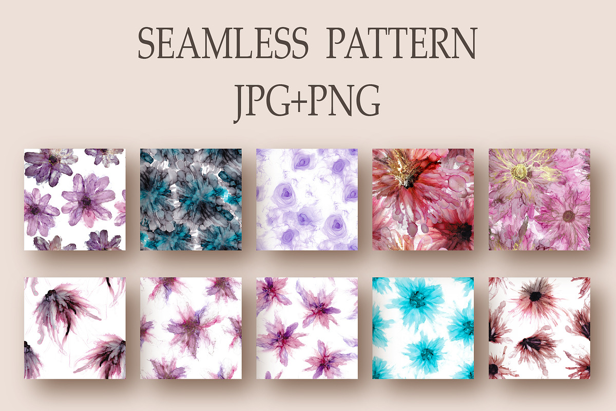 Flowers fluid art set 3., a Pattern Graphic by Digital illustration shop (Photo 2 of 4)