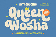 Queen Wosha Groovy Display Font, a Serif Font by timelesstype.co (Thumbnail 1 of 20)
