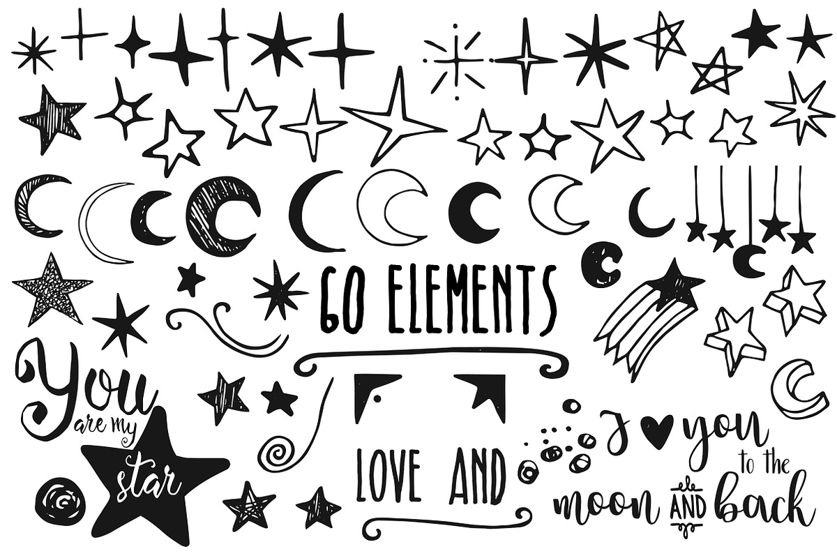 Stars, moon and backgrounds, an Illustration by Lina_Lisichka (Photo 2 of 10)