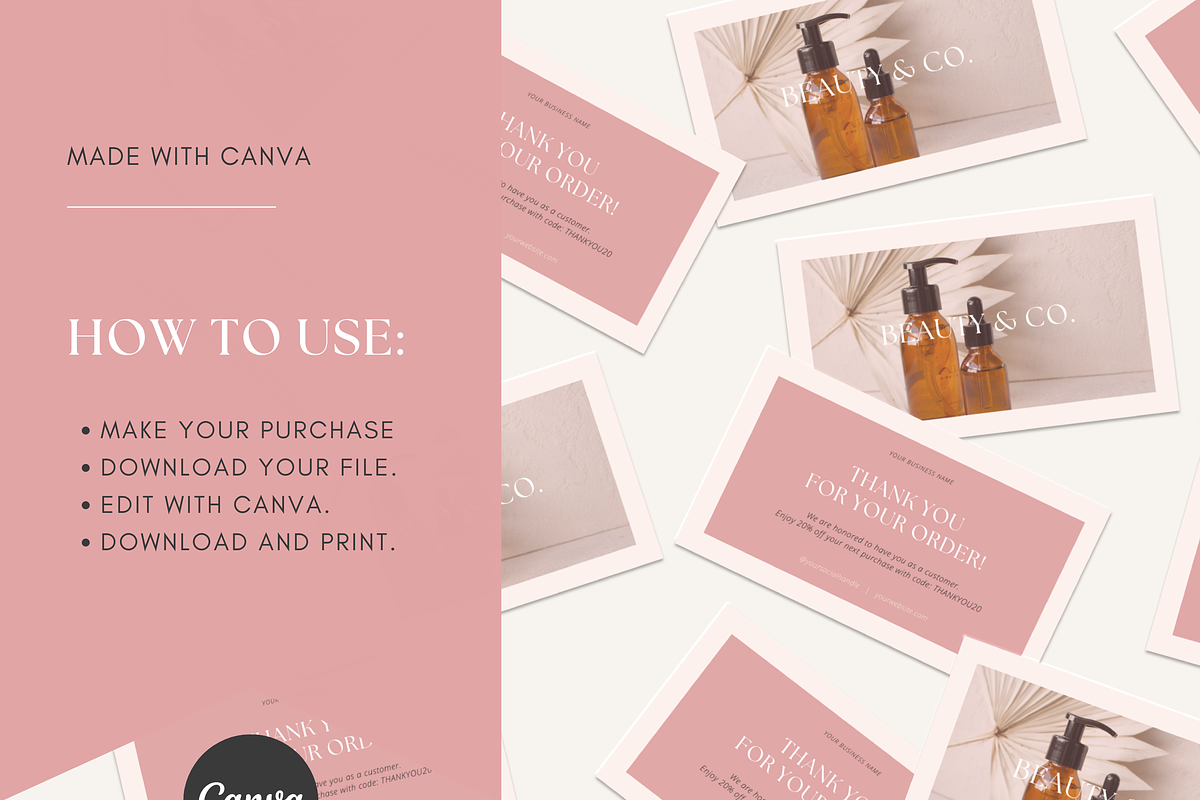 Pink Thank You Card Template, a Card Template by Gebers Marketing & Design (Photo 6 of 8)