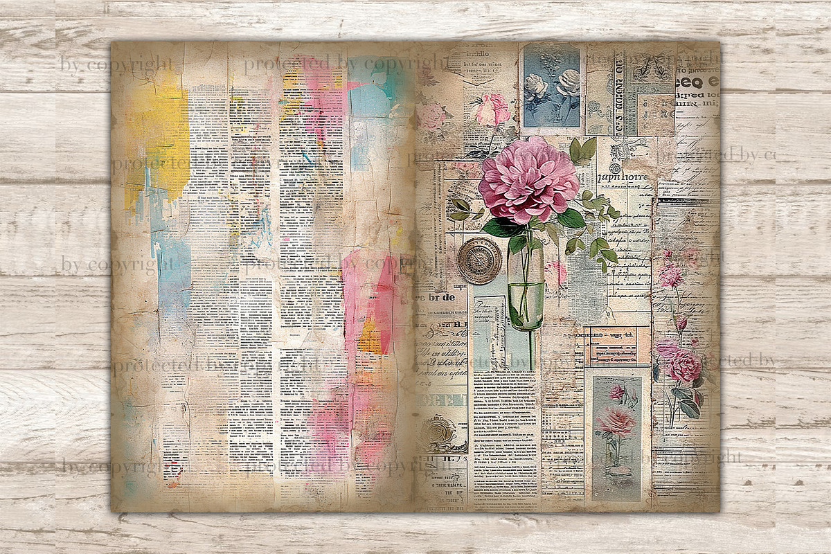 Newspaper Journal Card, a Decorative Illustration by GlamArtZhanna (Photo 4 of 9)