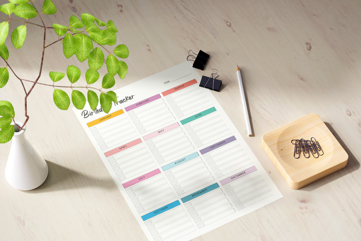 Printable Birthday Tracker, a Stationery Template by Graphicsnext (Photo 5 of 6)