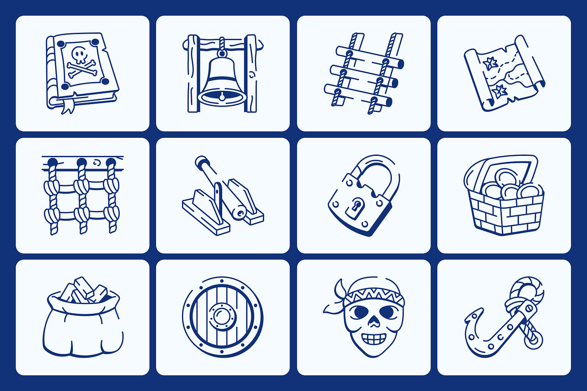 Pirate Doodle Icon Set, an Outline Icon by Vectors Market (Photo 5 of 8)