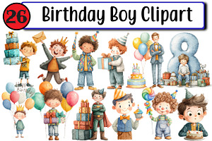 Birthday Boy Clipart, an Illustration by Design Market
