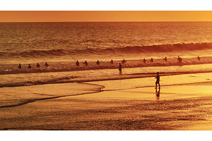 Fishermen silhouetted fishing at, a Sports & Recreation Photo by Goinyk