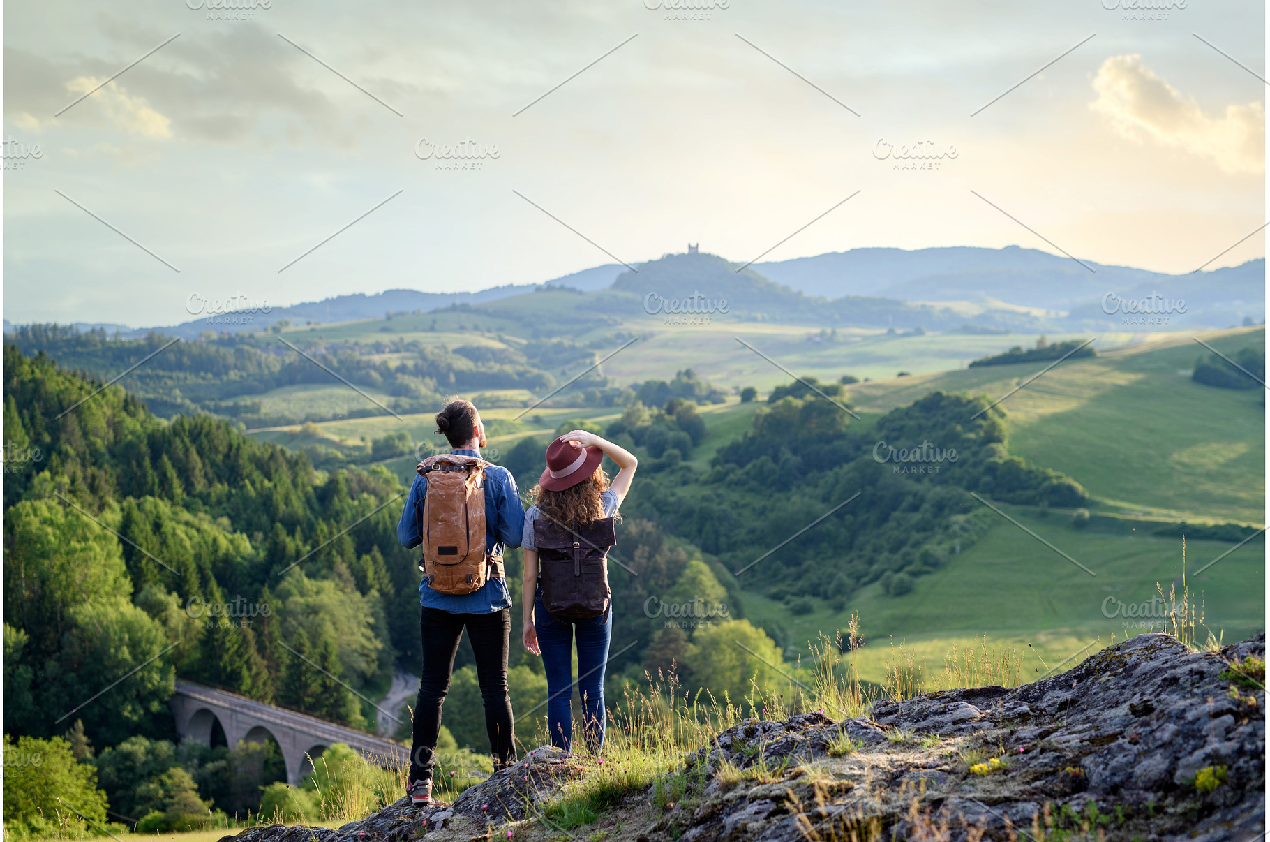 Travellers couple hiking on easy, a Person Photo by HalfPoint