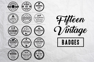 Fifteen Vintage Badges