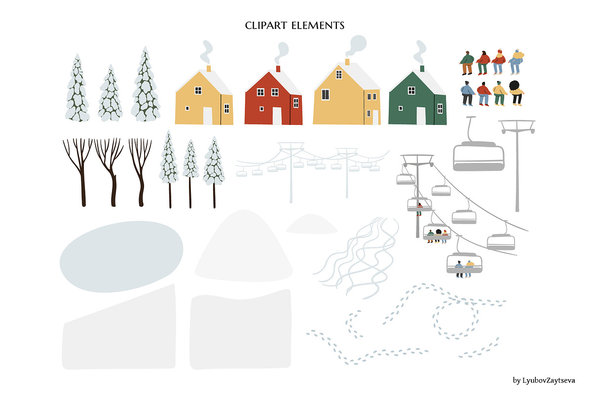 winter activities illustrations, an Object Graphic by LyubovZaytseva (Photo 3 of 8)